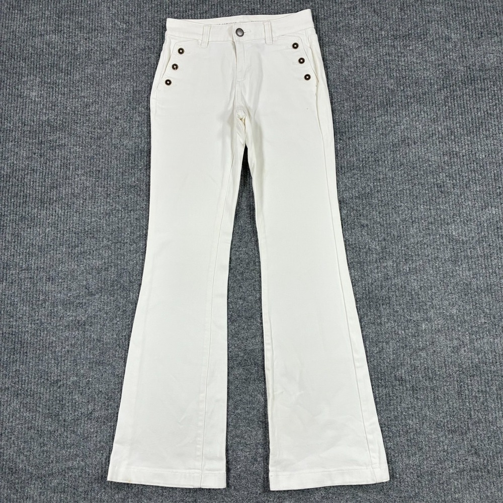 The Limited Denim Womens Size 0 Regular White High Waist Flare Jeans Y2K Stretch